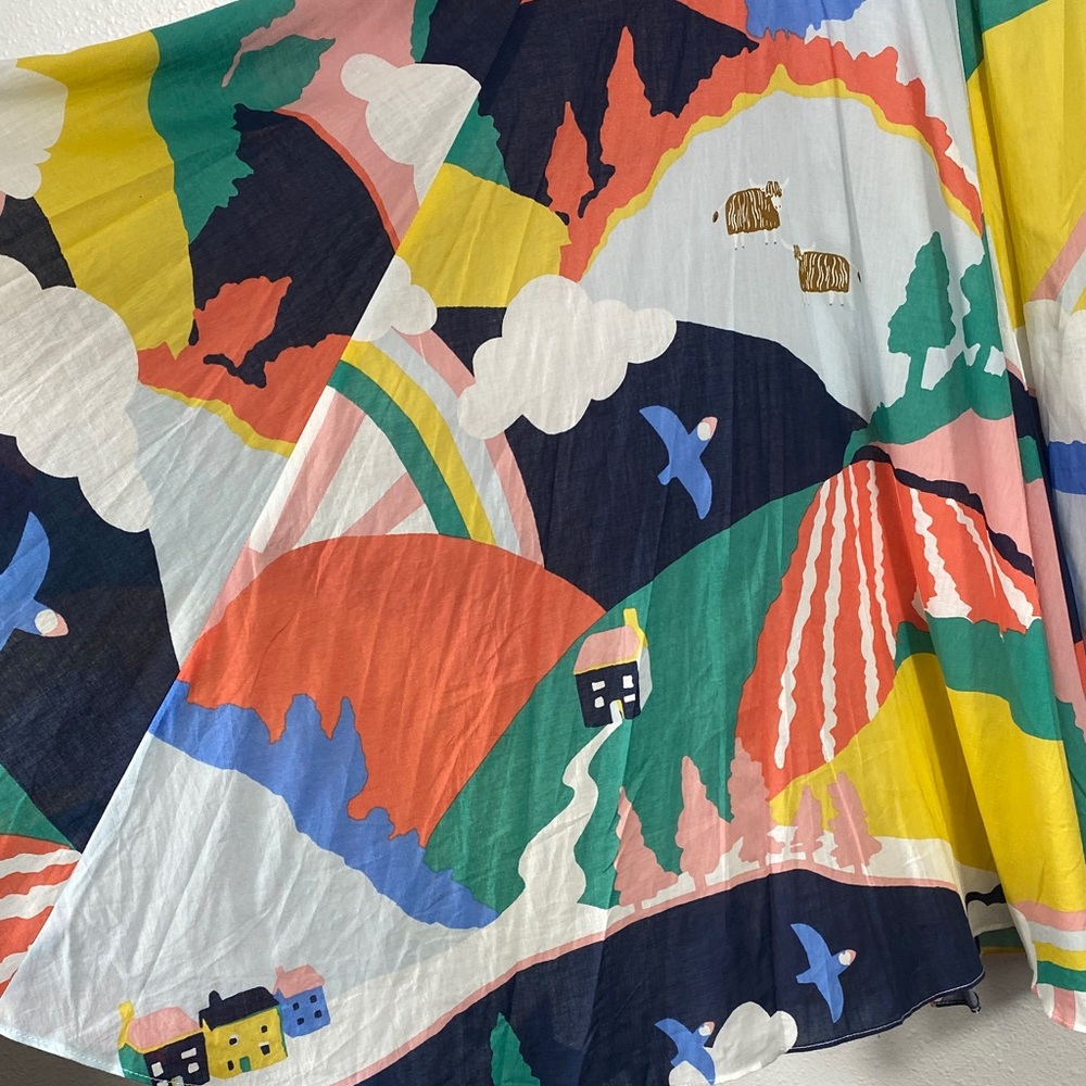 Boden Multicolor Abstract Long Sleeve Dress Size 8P 100% Cotton - Picture 8 of 16